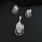 Crescent fan pendant set with geometric centerpiece detailing