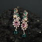 Botanical Hanging Earrings with Scroll and Leaf Arrangement