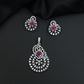 Statement drop pendant set with fan motif construction and matching earrings
