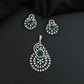 Statement drop pendant set with fan motif construction and matching earrings