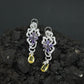 Decorative Floral Hanging Earrings with Cascading Drop Element