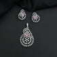 Statement drop pendant set with fan motif construction and matching earrings