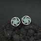 Floral Pinwheel Stud Earrings with Circular Border Design