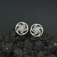 Floral Pinwheel Stud Earrings with Circular Border Design