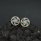 Floral Pinwheel Stud Earrings with Circular Border Design
