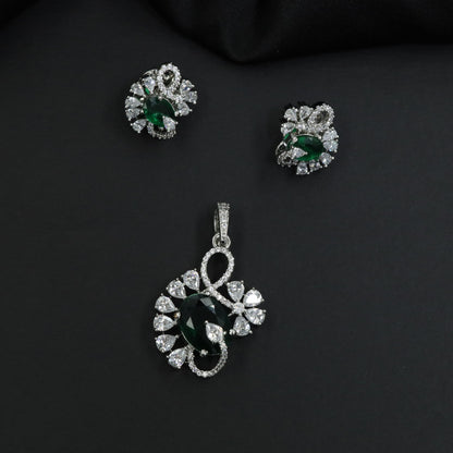 Designer floral pendant set with layered curves and cluster detailing