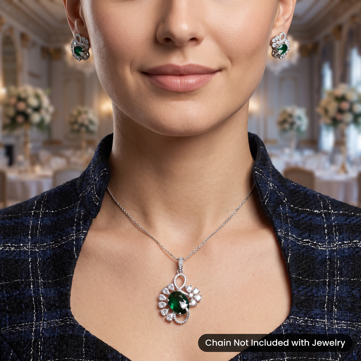 Designer floral pendant set with layered curves and cluster detailing