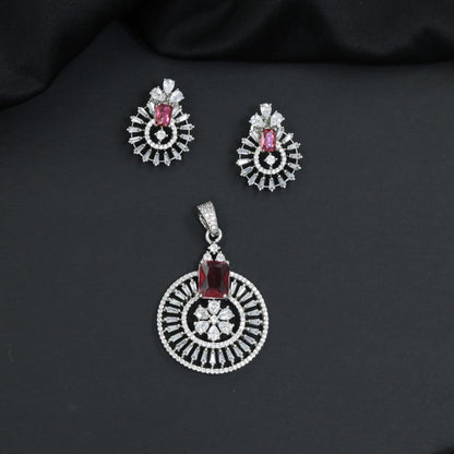 Classic circular pendant set with detailed medallion styling