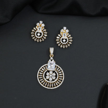 Classic circular pendant set with detailed medallion styling