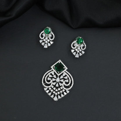 Festive pendant set with ornate openwork patterns and matching earrings