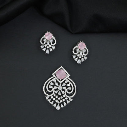 Festive pendant set with ornate openwork patterns and matching earrings