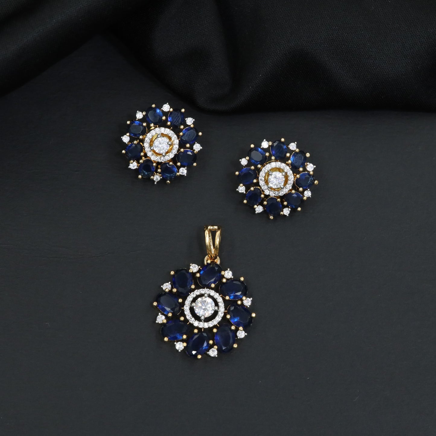 Elegant round pendant set with flower cluster and halo accents