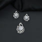 Designer pendant set with botanical patterns and halo accents