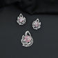 Designer pendant set with botanical patterns and halo accents