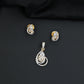 Teardrop halo pendant set with double loop frame detailing