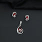 Teardrop halo pendant set with double loop frame detailing
