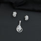 Teardrop halo pendant set with double loop frame detailing