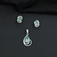 Teardrop halo pendant set with double loop frame detailing