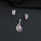 Teardrop halo pendant set with double loop frame detailing