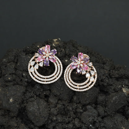 Blossom Ring Stud Earrings with Layered Circular Detailing