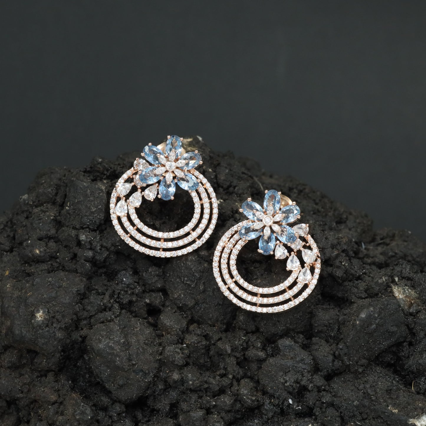 Blossom Ring Stud Earrings with Layered Circular Detailing