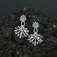 Sunray Pattern Hanging Earrings with Pearl Accent Design