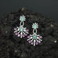 Sunray Pattern Hanging Earrings with Pearl Accent Design