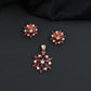 Floral bloom pendant set with marquise petal detailing and matching stud earrings