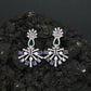 Sunray Pattern Hanging Earrings with Pearl Accent Design