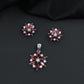 Floral bloom pendant set with marquise petal detailing and matching stud earrings