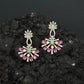 Sunray Pattern Hanging Earrings with Pearl Accent Design
