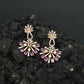 Sunray Pattern Hanging Earrings with Pearl Accent Design