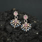 Sunray Pattern Hanging Earrings with Pearl Accent Design