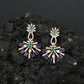 Sunray Pattern Hanging Earrings with Pearl Accent Design