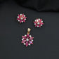 Floral bloom pendant set with marquise petal detailing and matching stud earrings