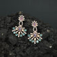 Sunray Pattern Hanging Earrings with Pearl Accent Design
