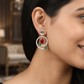 Circular Swirl Rose Gold Hanging Earrings with Open Frame Styling