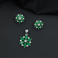 Floral bloom pendant set with marquise petal detailing and matching stud earrings