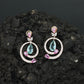Circular Swirl Rose Gold Hanging Earrings with Open Frame Styling