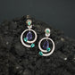 Circular Swirl Rose Gold Hanging Earrings with Open Frame Styling