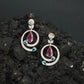 Circular Swirl Rose Gold Hanging Earrings with Open Frame Styling