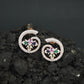 Floral Spiral Rose Gold Stud Earrings with Open Circle Design