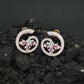 Floral Spiral Rose Gold Stud Earrings with Open Circle Design