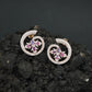 Floral Spiral Rose Gold Stud Earrings with Open Circle Design