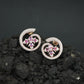 Floral Spiral Rose Gold Stud Earrings with Open Circle Design