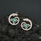 Floral Spiral Rose Gold Stud Earrings with Open Circle Design