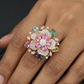 Floral Garden Finger Ring with Ornamental Petal Composition