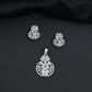 Contemporary floral pendant set showcasing geometric styling and petal cluster accents