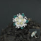 Floral Garden Finger Ring with Ornamental Petal Composition