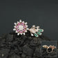 Floral Bouquet Finger Ring with Bloom and Leaf Design